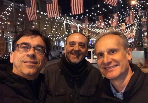 In Denver for the ill-fated APS March meeting, with professors Juan José Palacios and Ramón Aguado, in February 2020