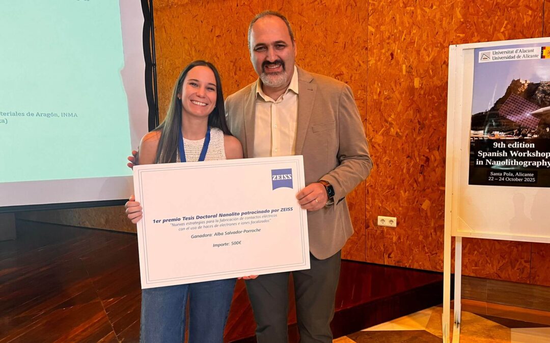 Alba Salvador Porroche, whose PhD thesis was supervised by Prof. Jose María de Teresa and Prof. Pilar Cea, got the Nanolito award for the best PhD thesis in Spain on nanolitography