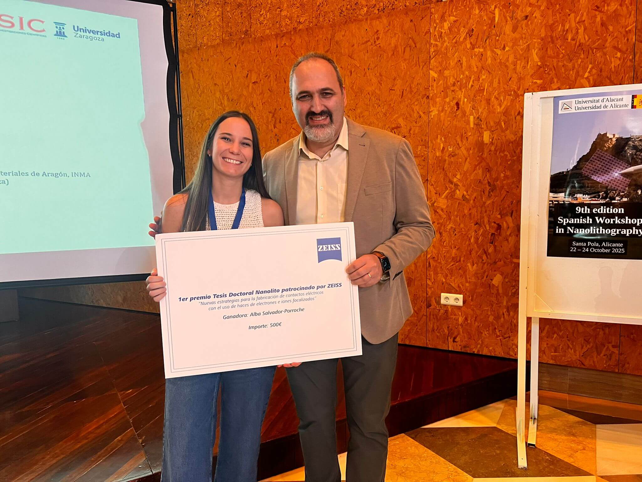 16-Nanolito award for the best PhD thesis in Spain on nanolitography Juan Ocaña gets an award for the best poster contribution in the Plan Complementario de Materiales conference, held in Valladolid